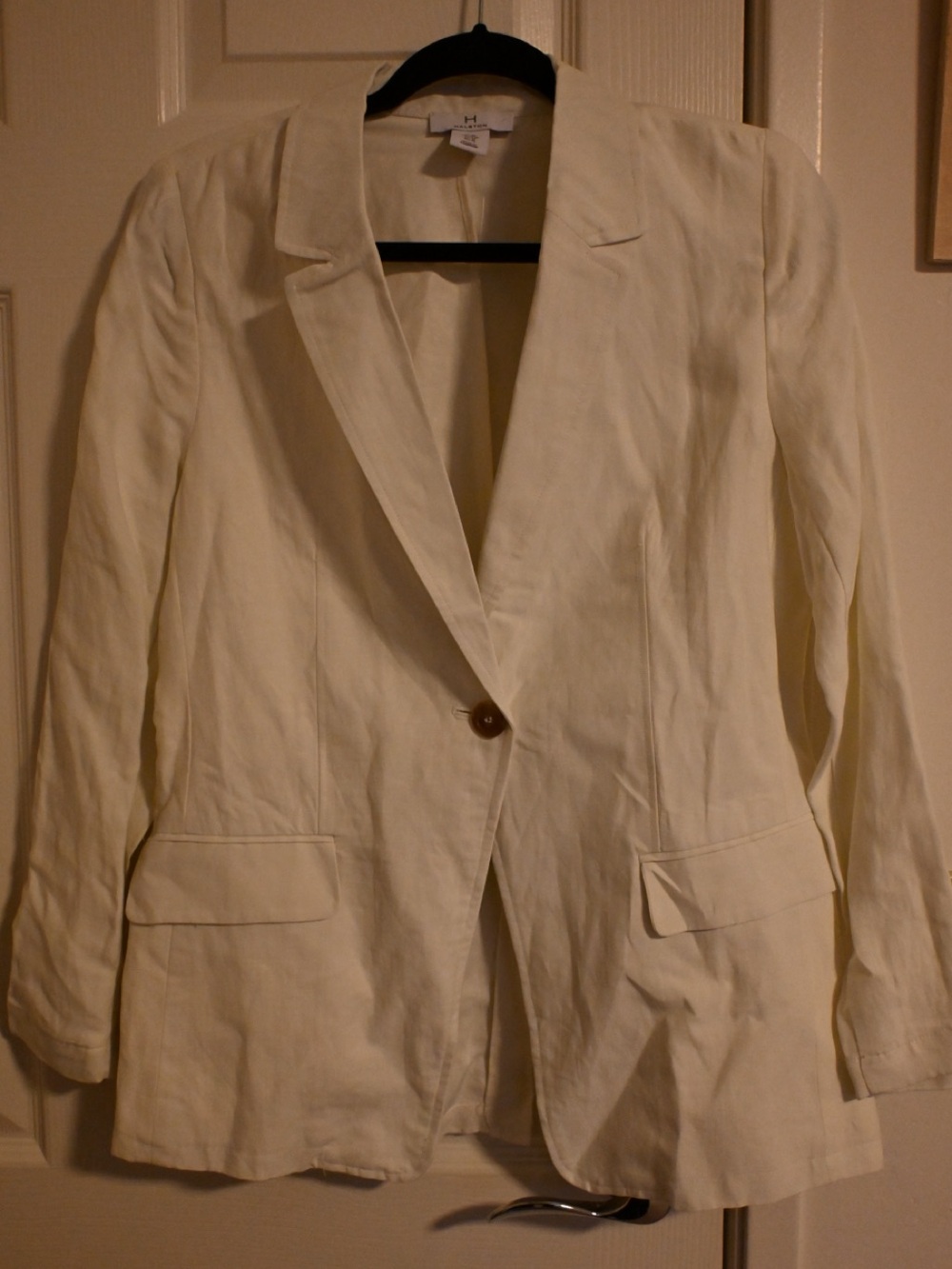 Halston Heritage Cream Single-Button Blazer